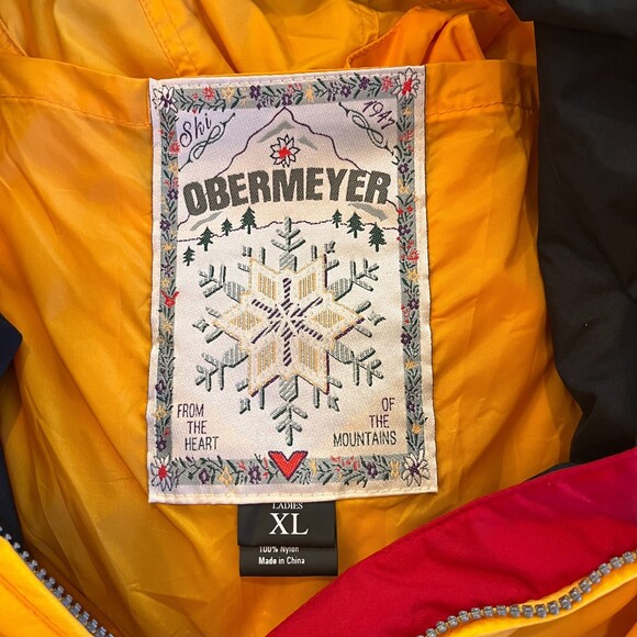 Obermeyer Alpine Yellow Snow Jacket Pullover Embroidered XL - Picture 3 of 9